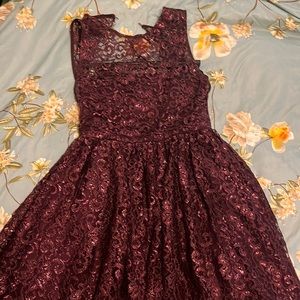 Alice and Olivia Plum Lace Cocktail Dress